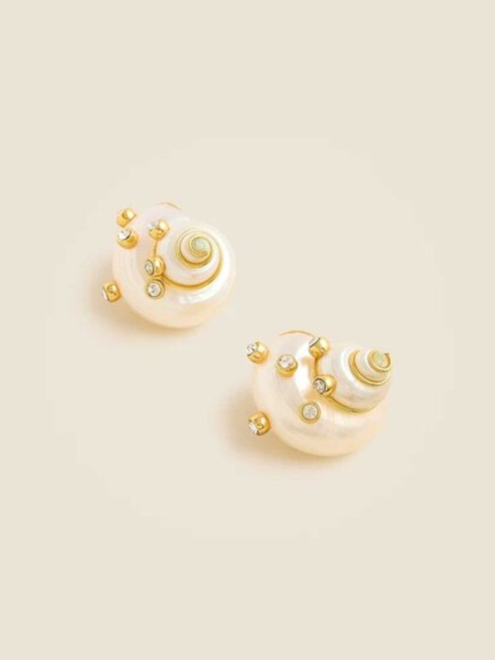 NWT J. Crew Genuine Seashell Stud Earrings with Crystals